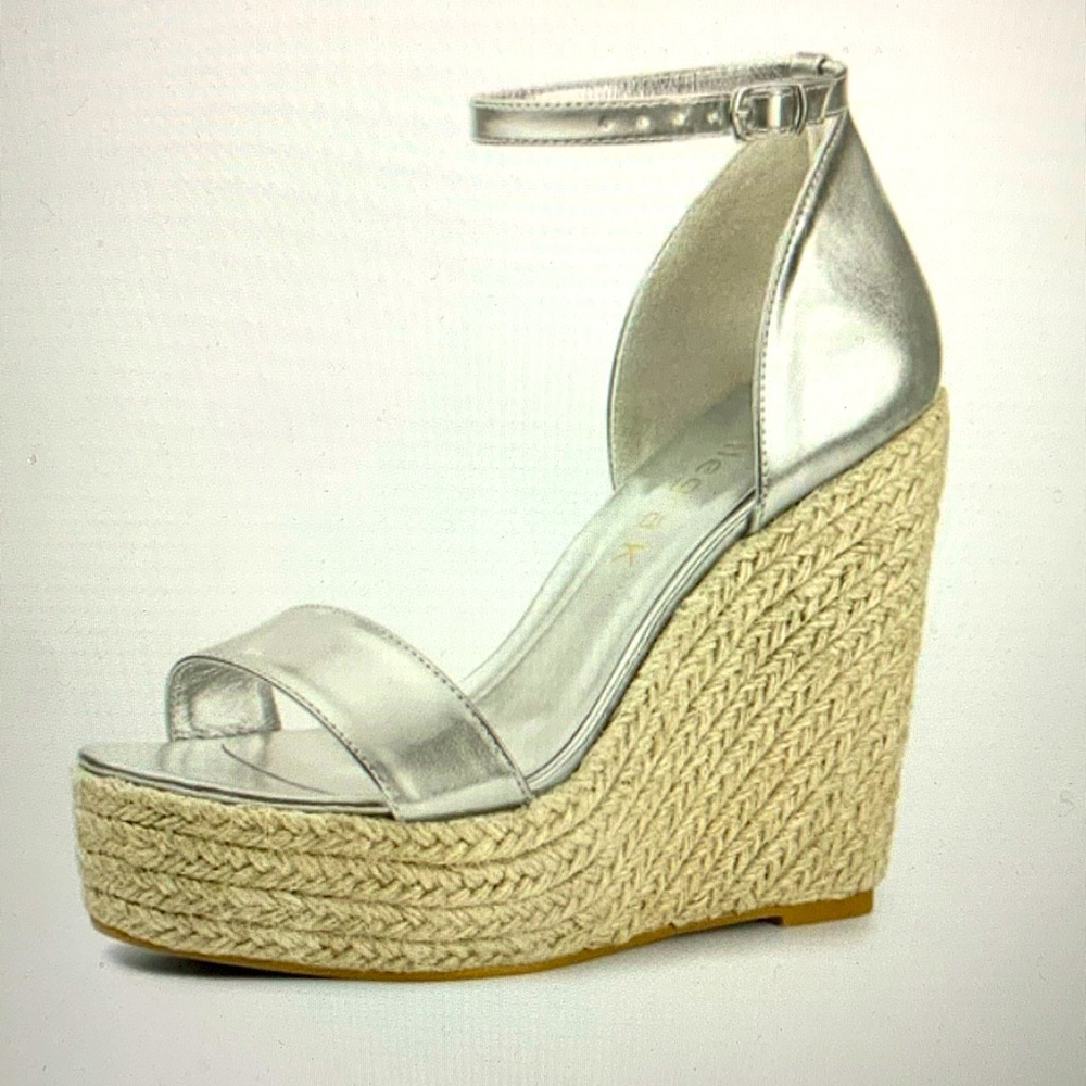 ALLEGRA K ESPADRILLE ANKLE STRAP PLATFORM WEDGES
